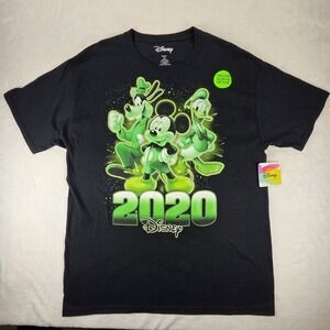 Disney 2020  "Glow In Dark" Shirt Black Men Large Mickey Goofy Donald Duck NWT